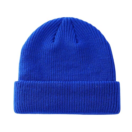 Trawler Beanie Winter Hats Fisherman Beanie for Men Women Knit Cuff Unisex Roll Up Edge Skull Cap JILANI X Edition - color: Blue