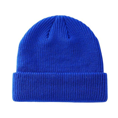 Trawler Beanie Winter Hats Fisherman Beanie for Men Women Knit Cuff Unisex Roll Up Edge Skull Cap JILANI X Edition - color: Blue
