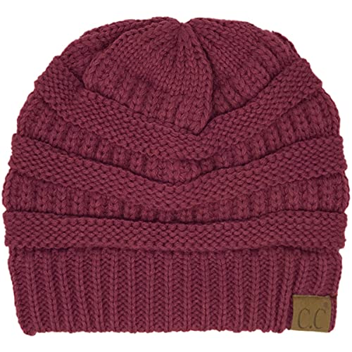CC Classic Winter Fall Trendy Chunky Stretchy Cable Knit Beanie Hat - color: Solid Monaco
