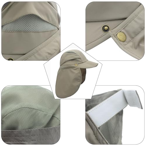 Hat with Neck Protection Detachable Multi-Purpose Summer Sun Hat Sun Protection Breathable Quick Dry UV Protection - color: Light Gray, size: Large