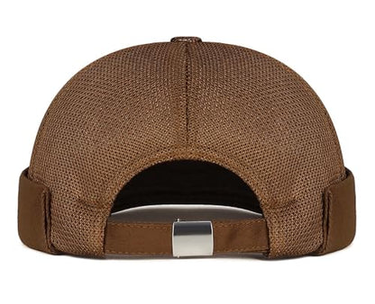 Mens Breathable Mesh Skull Cap Docker Beanie Hat Sailor Hat - color: Coffee