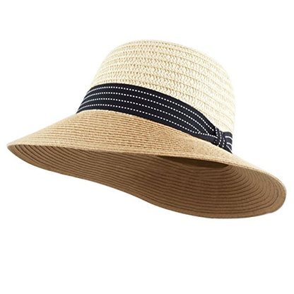 The Hat Depot Womens Floppy Summer Sun Beach Wide Brim Straw Hat - color: Fh4