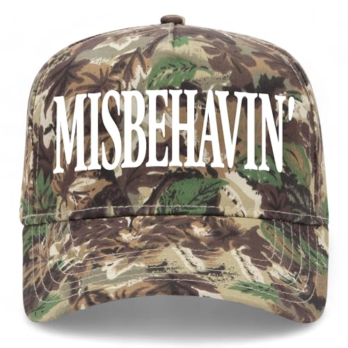 Misbehavin' Vintage Trucker Hat | Premium Snapback Baseball Hat for Men & Women - color: Camo