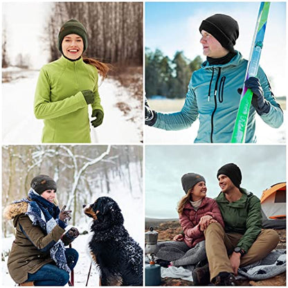 Beanie for Men Winter Thermal Cuffed Knit Hat Warm Gifts Womens Beanies - color: Green Olive