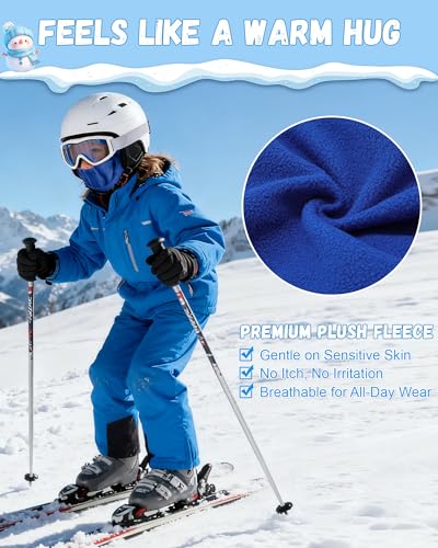 AWAYTR Kids Balaclava Ski Mask for Boys Girls - Fleece Windproof Winter Cap - color: Royal Blue