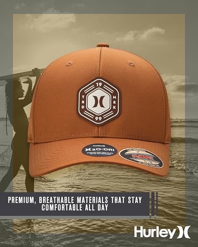 Hurley Mens Moisture-Wicking Quick-Dry Curved Bill Baseball Cap - color: Terra Cotta