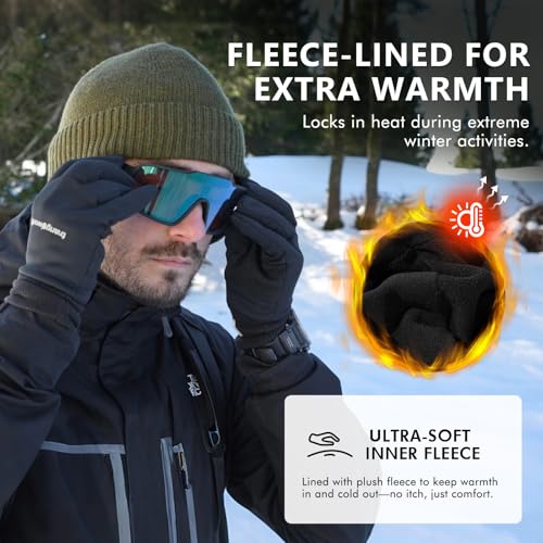 TOP-EX DryKnit™ 80% Merino Wool Waterproof Ear Flap Beanie M/L/XL - color: Black, size: Medium-Large
