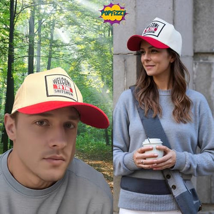 Popfizzy Funny Hats for Men and Women, Fun Adult Baseball Cap, Funny Birthday Gifts for Women and Men, Cool Dad Hat Gift Idea - color: Welcome to the Shitshow (Red)