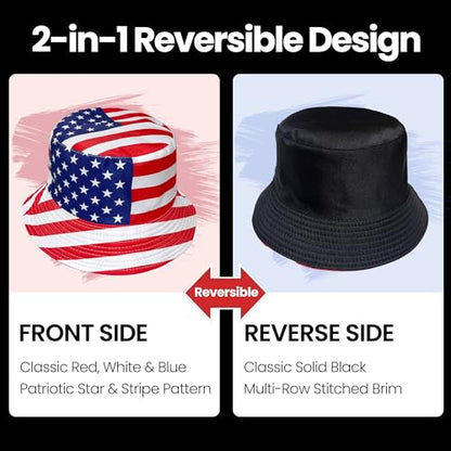 Wildarms Reversible Patriotic Bucket Hat Set with Temporary Tattoos - color: Star1