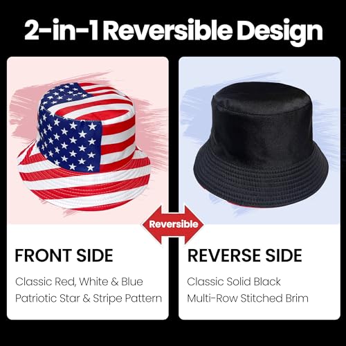 Wildarms Reversible Patriotic Bucket Hat Set with Temporary Tattoos - color: Star1