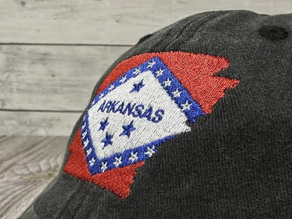 America State City Flag Hats - color: Arkansas Flag (Washed Black)
