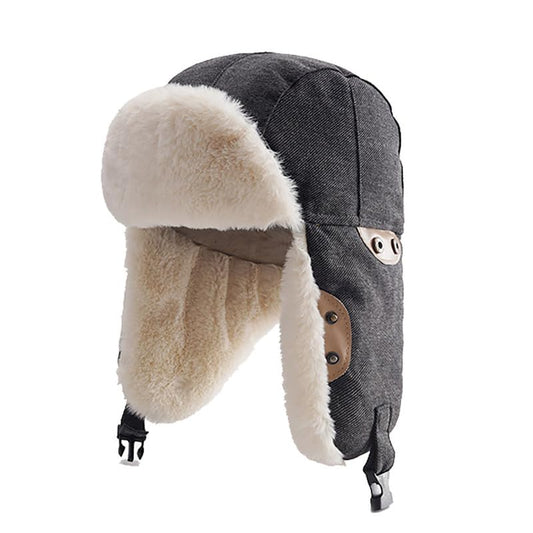 ASWER Trapper Warm Russian Trooper Hat Winter Skiing Cap Women Men Windproof - color: Z-black