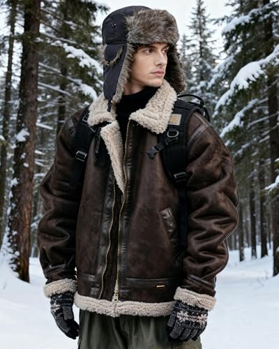 Chicingyou Trapper Hat for Man Women Warm Windproof Waterproof Russian Ushanka Hat Faux Fur Snow Ski Cap with Ear Flap - color: Black, Brown