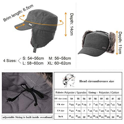 Jeff & Aimy Unisex Winter Earflap Trapper Hunting Ski Hat Baseball Cap 54-62CM - color: 99707#olivegreen, size: Small