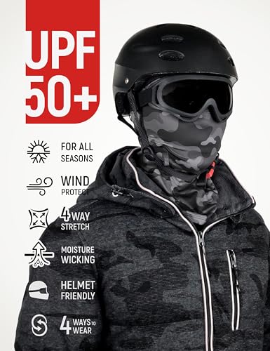 UPF 50+ Balaclava Ski Mask for Men Women - UV Face Mask Motorcycle Shiesty - color: Jigsaw Night Camo