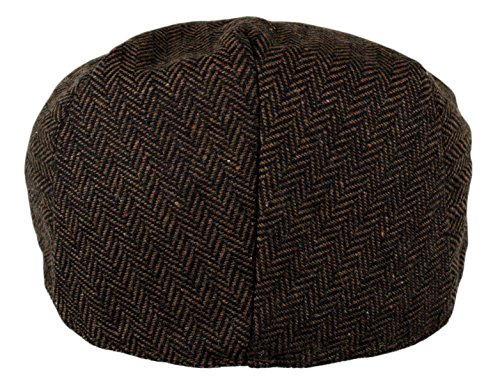 Wonderful Fashion Men's Classic Herringbone Tweed Wool Blend Newsboy Ivy Hat (Large/X-Large, Charcoal) - color: Dark Brown, size: Large-X-Large