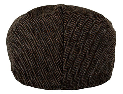 Wonderful Fashion Men's Classic Herringbone Tweed Wool Blend Newsboy Ivy Hat (Large/X-Large, Charcoal) - color: Dark Brown, size: Large-X-Large