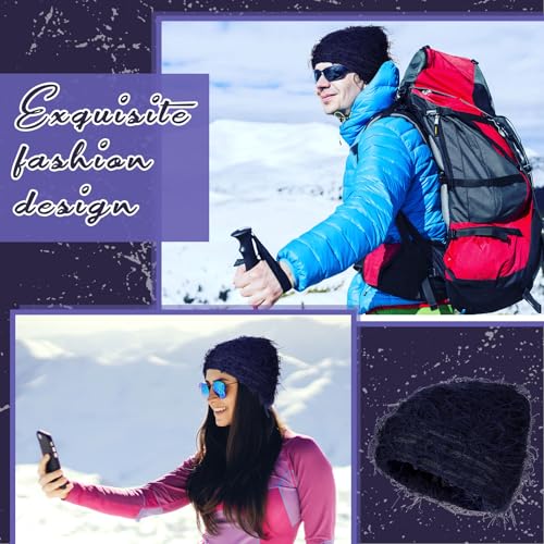 Chuarry Distressed Knitted Beanie Fuzzy Winter Hat - color: Navy