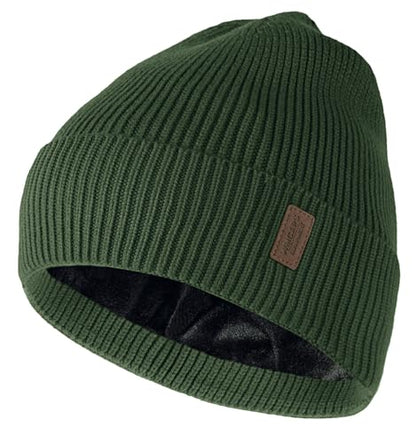 Wmcaps Winter Beanie for Men Women, Soft Warm Fleece Lined Knit Hat - color: Army Green