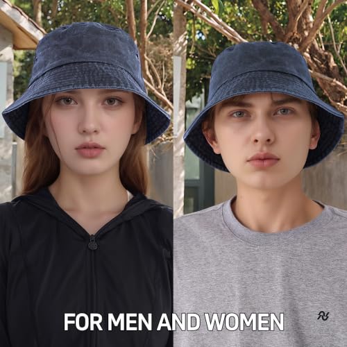 Everyday Bucket Hat – Unisex Lightweight Trendy Cotton Hot Summer Fun Outdoor Vacation Boonie for Men and Women Denim - color: Dark Blue