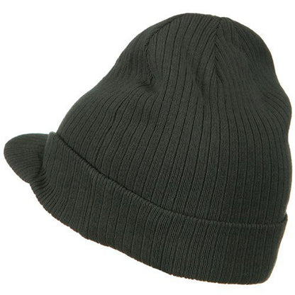 e4Hats.com Big Knit Ribbed Beanie with Visor - color: Charcoal