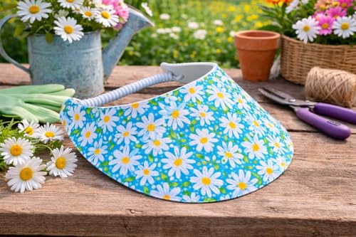 Women's Flower Design Lightweight Packable Foam Visor for Sun Protection & Outdoor Activities - color: Daisy 16