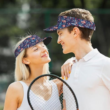 Adjustable Lightweight Open Top Sports Sun Visor Hat Cap for Golf Tennis - color: Patriotic Celebration