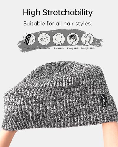Zylioo XXL Beanie for Men,Big Head Winter Knit Hat,Stretch Warm Skull Cap - color: Mix Gray, size: XX-Large-3X-Large