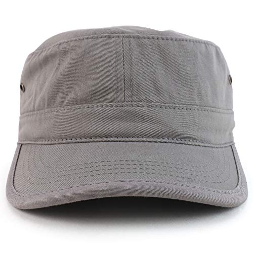 Trendy Apparel Shop 오버사이즈 XXL 플랫 탑 스타일 아미 캡 - color: 라이트 그레이.
