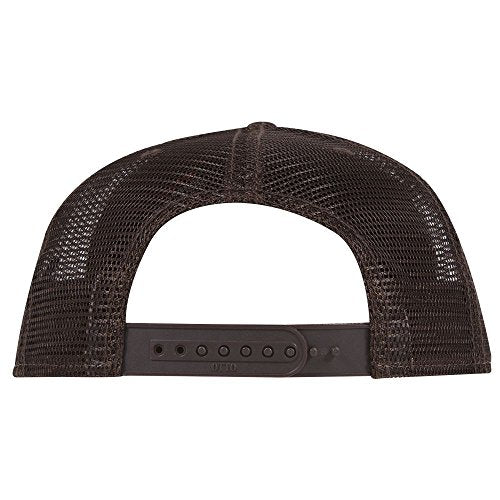 OTTO Cork Flat Visor SNAP 5 Panel Mesh Back Trucker Snapback Hat - color: D.brn/Cork/D.brn