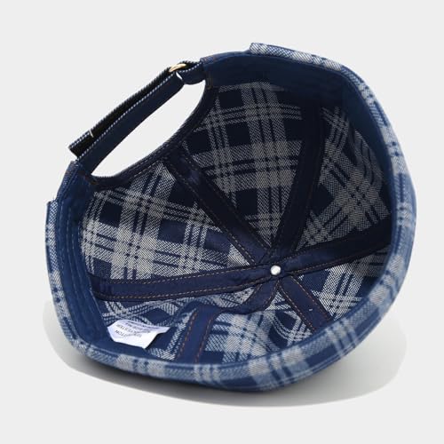 Quanhaigou Brimless Sailor Cap,Adjustable Rolled Cuff Skull Beanie Hats for Men Women - color: Plaid Denim Black