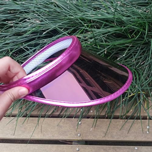 2 Pack Sun Visor Hats Women Men Clip-on Iridescent Clear Sport Outdoor Cap - color: 2 Pack,black Rose Red