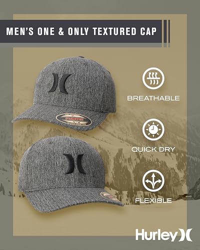 Hurley Men's Caps - One & Only Flexfit Baseball Cap - Fitted Hats for Men (S-XL) - color: Anthracite, size: Small-Medium
