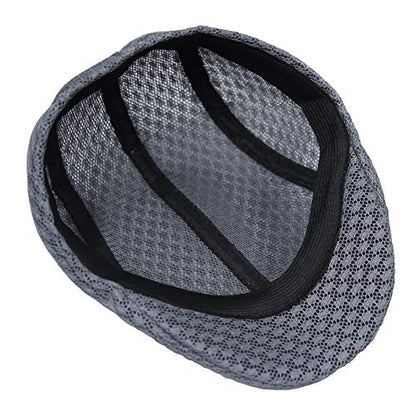 WITHMOONS Breathable Mesh Summer Hat Newsboy Ivy Cap Cabbie Flat Cap UZ30053 - color: Grey