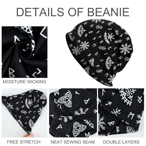 Slouchy Beanie Hat Skull Cap Chemo Headwear Baggy Hats for Men Women Running Cycling - color: Gothic