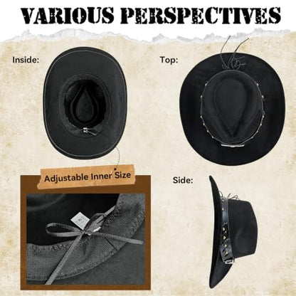 Western Cowboy Hat for Women, Shapeable Wide Brim Classic Cowgirl Hat - color: Color 1