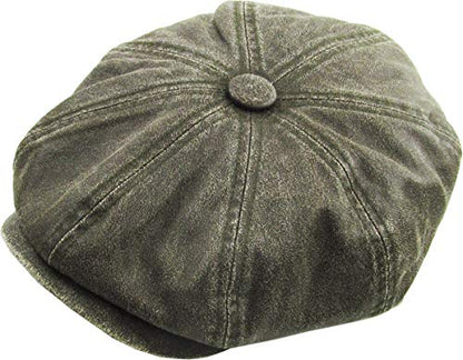 KBETHOS Leather Ascot Made in USA Ivy Collection Classic Newsboy Caps - color: (E) Pu Leather - Olive, size: Small-Medium