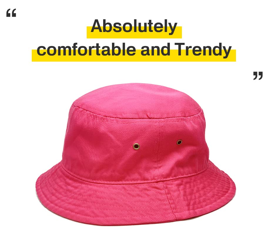 KBETHOS® 100% Cotton Washed Bucket Hat - color: Hot Pink, size: Large-X-Large