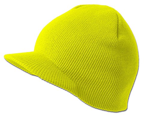 TOP HEADWEAR Solid Cuffless Beanie Visor - color: Neon Yellow