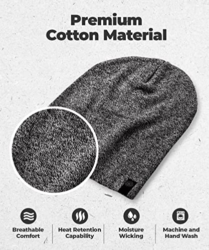 Warm Slouchy Beanie Hat - Deliciously Soft Daily Beanie in Fine Knit - color: Black and White - 1