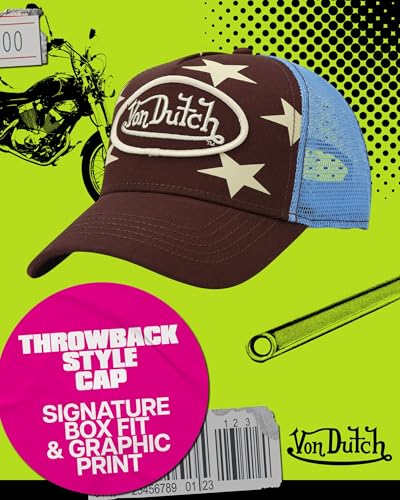 Von Dutch Unisex Americana Star Trucker Hat, Mesh Back, Snap-Back - color: Burgundy