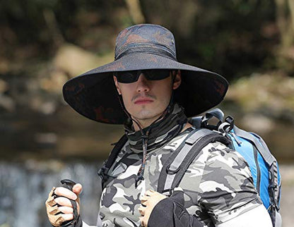 HUAMULAN Men Wide Brim Sun Hat Summer Outdoor Women Bucket Fishing Hats - color: B4mh-org