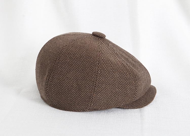 Kid's 20s Winter Newsboy Cap - Knitted Beret Peaked Hat for Boys Girls 4 to 9 Years - color: Coffee