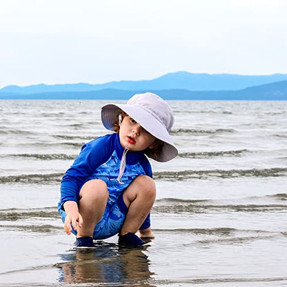JAN & JUL Kids' Quick Dry Beach Bucket Sun-Hat for Swimming - color: Grey Cloud, size: 5-12 Years