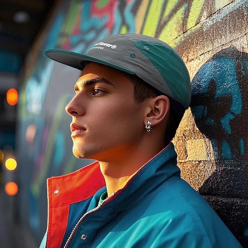 Croogo Quick Drying 5 Panel Baseball Cap Colorful Lightweight Flat Bill Hat - color: M-dfb1-gray