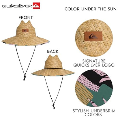 Quiksilver Men's Wide Brim Outdoor Lifeguard Straw Sun Hat - color: Sea Spray, size: Small-Medium
