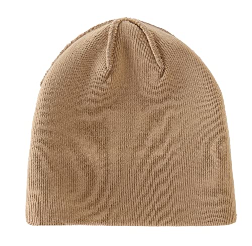 Home Prefer Mens Winter Hats Acrylic Knit Cuff Beanie Cap Warm Womens Beanie Hat - color: Khaki