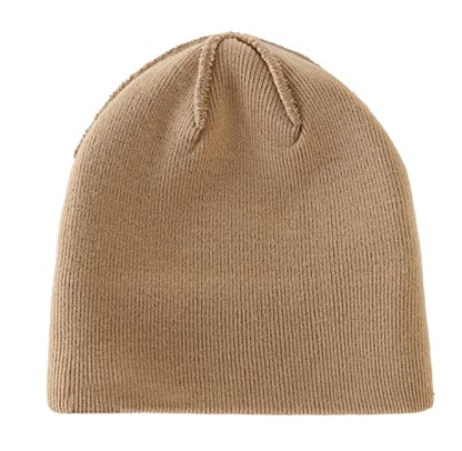 Home Prefer Mens Winter Hats Acrylic Knit Cuff Beanie Cap Warm Womens Beanie Hat - color: Khaki