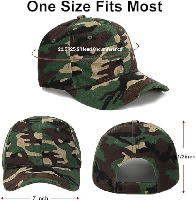 ZH Plain Adjustable Baseball Cap - Lot of 12 Unisex Blank Design Caps - color: Digital Camo