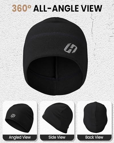 HASAGEI Thermal Running Hat - Men's Skull Cap Cycling Cap Under Helmet for Winter - color: Black